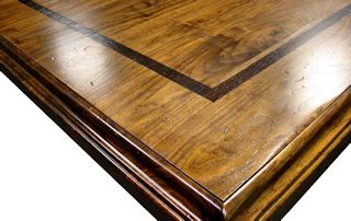Face Grain Walnut Table Top with Distressing.