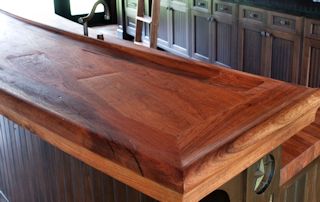 Face Grain Mesquite Bar Top with Distressing.