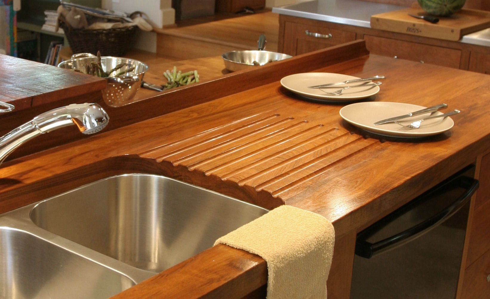 Custom Wood Countertop Options - Drainboards