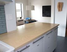 Ash Island Top with Pickle White-Wash Stain.  Face grain construction with softened edges and Waterlox Satin Finish.