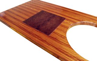 End Grain Jatoba Chopping Block permanently inset into an Edge Grain Jatoba Countertop.