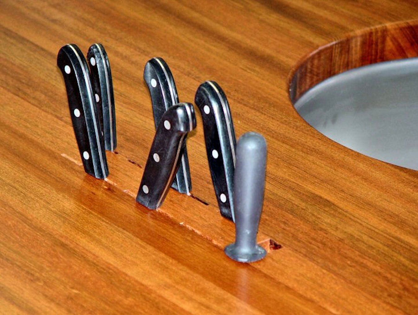 Custom Wood Countertop Options - Knife Storage