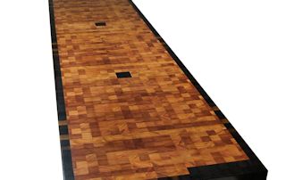 End Grain Lyptus Island Top with Wenge Accents and a Wenge Border.
