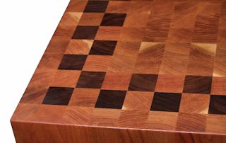 End Grain Cherry Island Top with a patterned Walnut Accent Band.