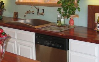 Edge Grain Jatoba Countertop with drop in sink and Waterlox finish