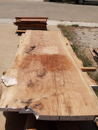 Large Pecan slab used to make a wood island top.