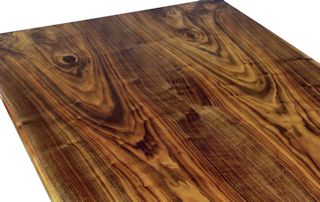 Custom Walnut island top from two book-matched slabs. Ogee Fillet edge profile and Waterlox satin finish