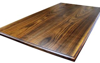 Custom Walnut island top from two book-matched slabs. Ogee Fillet edge profile and Waterlox satin finish