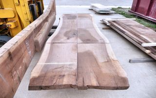 A matched pair of Walnut slabs with one straight edge.