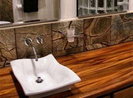 African Mahogany edge grain vanity countertop