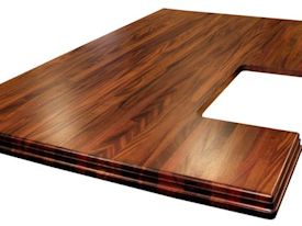 African Mahogany edge grain custom wood island countertop.