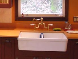 Face Grain Beech Countertop with farm sink and Waterlox finish