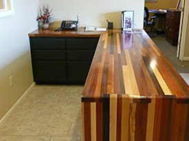 Brick-A-Brack edge grain custom wood desk top.