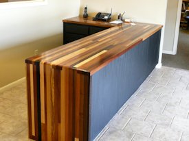 Brick-A-Brack edge grain custom wood desk top.