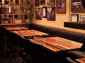 Brick-A-Brack edge grain custom wood table top.