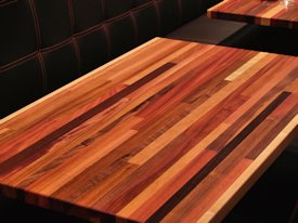 Brick-A-Brack edge grain custom wood table top.