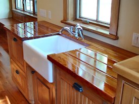 Cherry edge grain custom wood countertop.