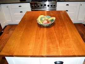 Cherry face grain custom wood island countertop.