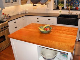 Cherry face grain custom wood island countertop.