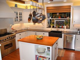 Cherry face grain custom wood island countertop.