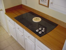 Cherry edge grain custom wood countertop.