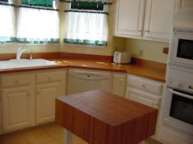 Cherry edge grain custom wood countertop.