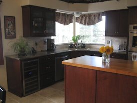 Cherry edge grain custom wood island countertop.