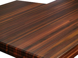 Ebony thin strip edge grain island countertop with Waterlox Satin Finish.