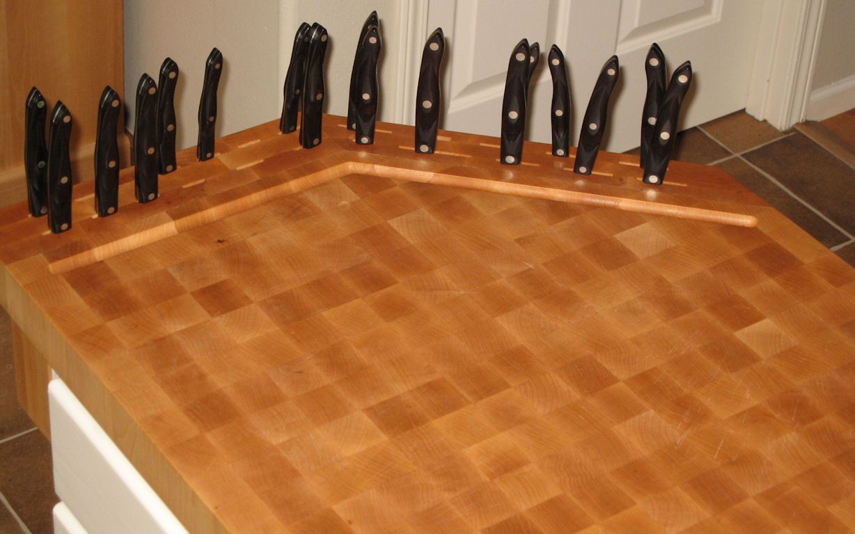 Custom Wood Countertop Options - Knife Storage