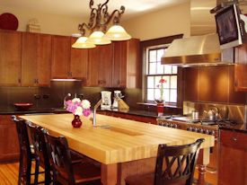 Hard Maple edge grain custom wood island countertop.