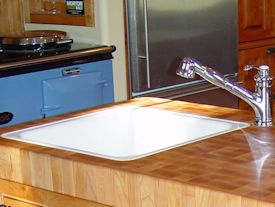 End Grain Hard Maple Island Top with drop in sink and Waterlox finish