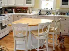 Hard Maple edge grain custom wood island countertop.