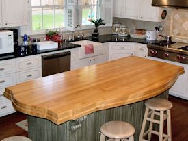 Hard Maple edge grain custom wood island countertop.