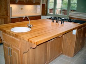 Hard Maple edge grain custom wood island countertop.