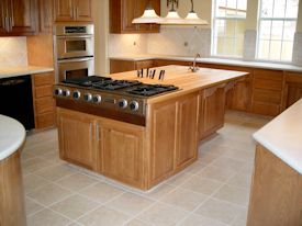 Hard Maple edge grain custom wood island countertop.