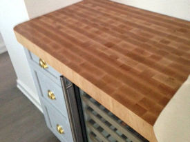 Hard Maple end grain butcherblock countertop with a Tung-Oil finish.