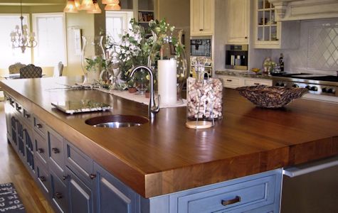 Edge Grain Iroko Wood Island Countertop