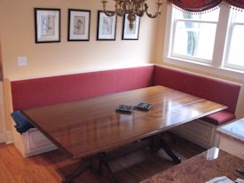 Iroko face grain custom wood table top.