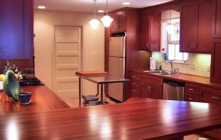 Butt-Joint on a Jatoba Wood Countertop. Edge Grain Construction with Waterlox finish