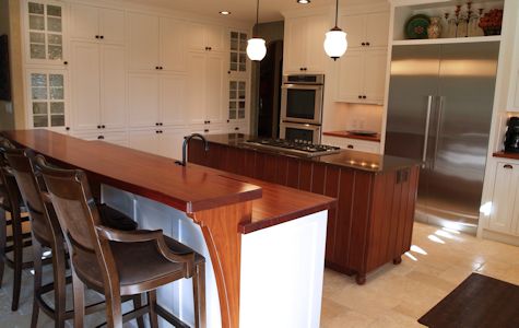 Jatoba Wood Counter Top and Bar Top with Custom Jatoba Corbels