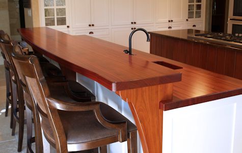 Edge Grain Jatoba Wood Island Top and Countertop