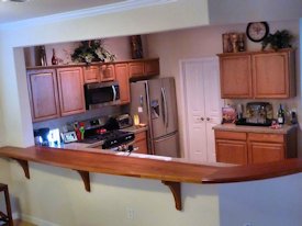 Jatoba face grain bar top with custom corbels.