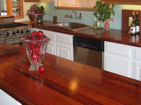 Jatoba edge grain island countertop and countertop