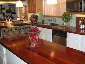 Jatoba edge grain island countertop and countertop