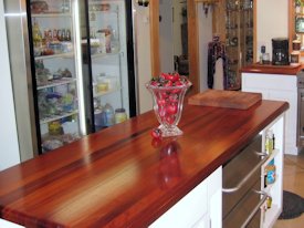 Jatoba edge grain island countertop and countertop