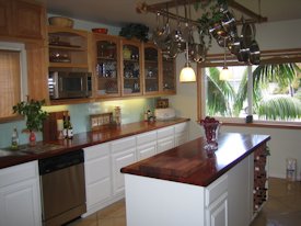 Jatoba edge grain island countertop and countertop