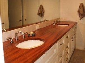 Jatoba face grain vanity countertop