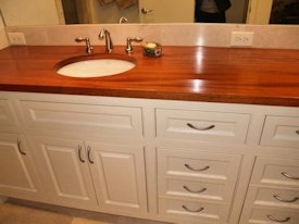 Jatoba face grain vanity countertop