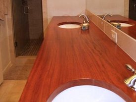 Jatoba face grain vanity countertop