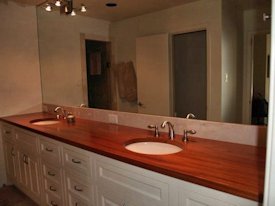 Jatoba face grain vanity countertop